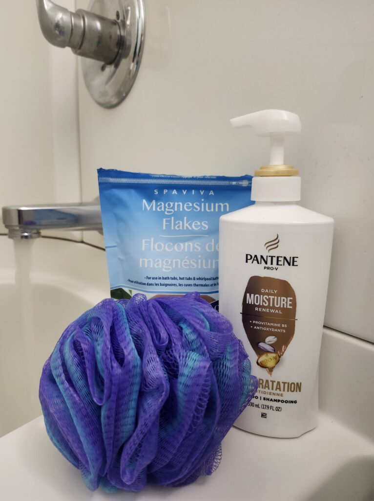 Running a bath with bath salts, bubble bath