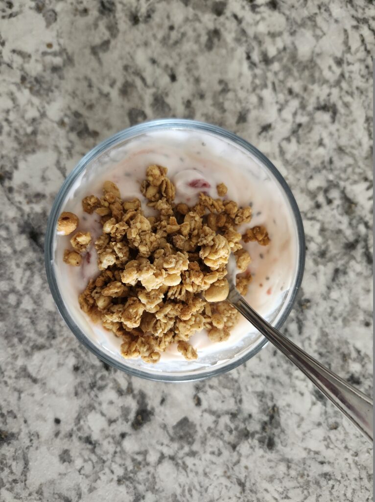 Greek yogurt with berries and granola for a healthy snack
