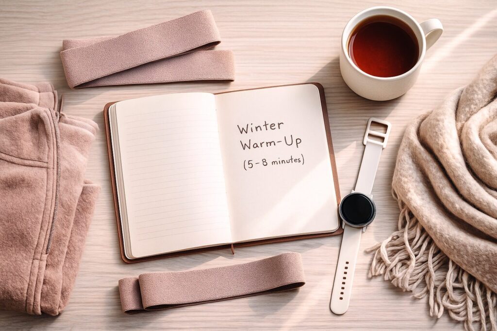 Winter journal with warmup and some coffee and a band and watch