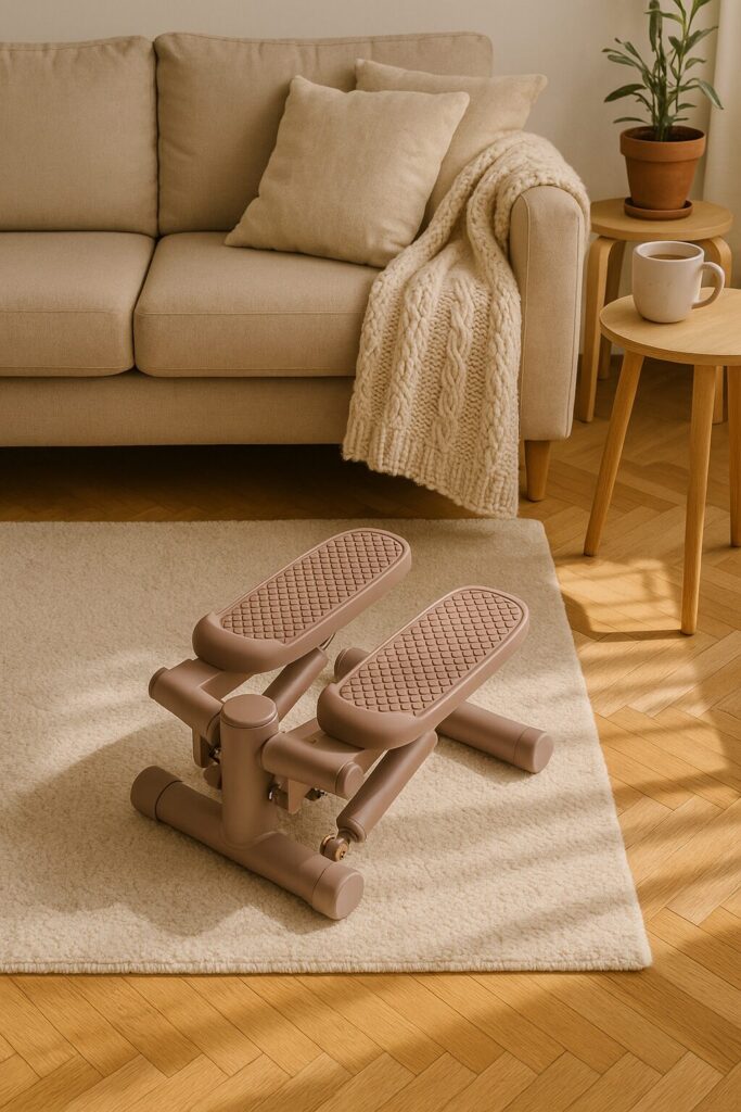 Mini stepper in a home workout spot
